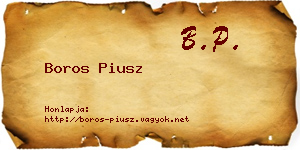 Boros Piusz névjegykártya
